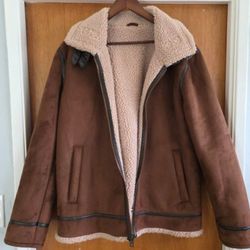Men's Aviator Pilot Vegan Suede Sherpa Jacket XI