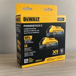 DeWALT Powerstack Battery 2 PK DCBP520-2 Lith-Ion 5.0Ah