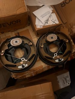 VEVOR Electric Trailer Brake Assembly, 10" x 2-1/4", 1 Pair Self-Adjusting Electric Brakes Kit for 3500 lbs Axle, 4-Hole Mounting, Backing Plates for