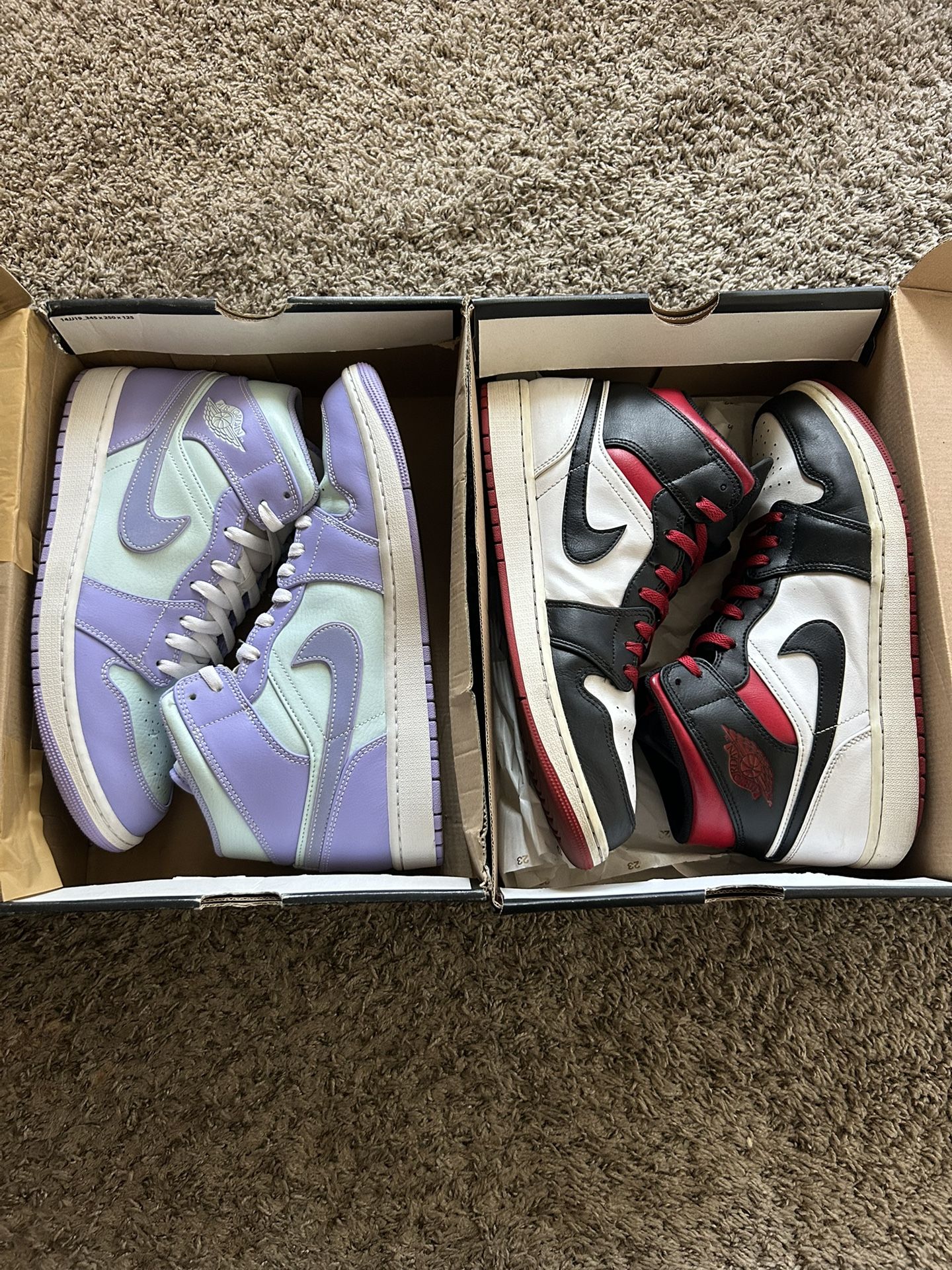 Two Pairs Of Jordan 1 Mids Size 12