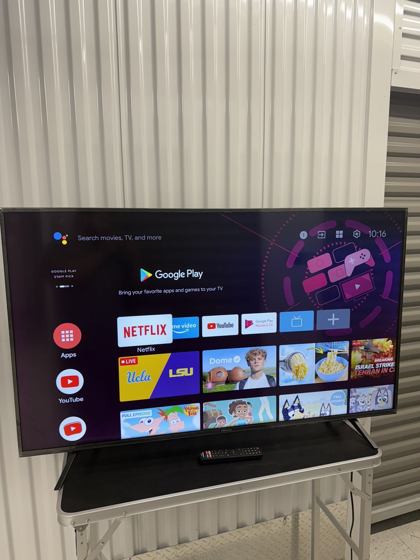 55" Hisense 4K UHD Smart TV (Model 55H6510G) in excellent condition. • Android TV: watch YouTube,