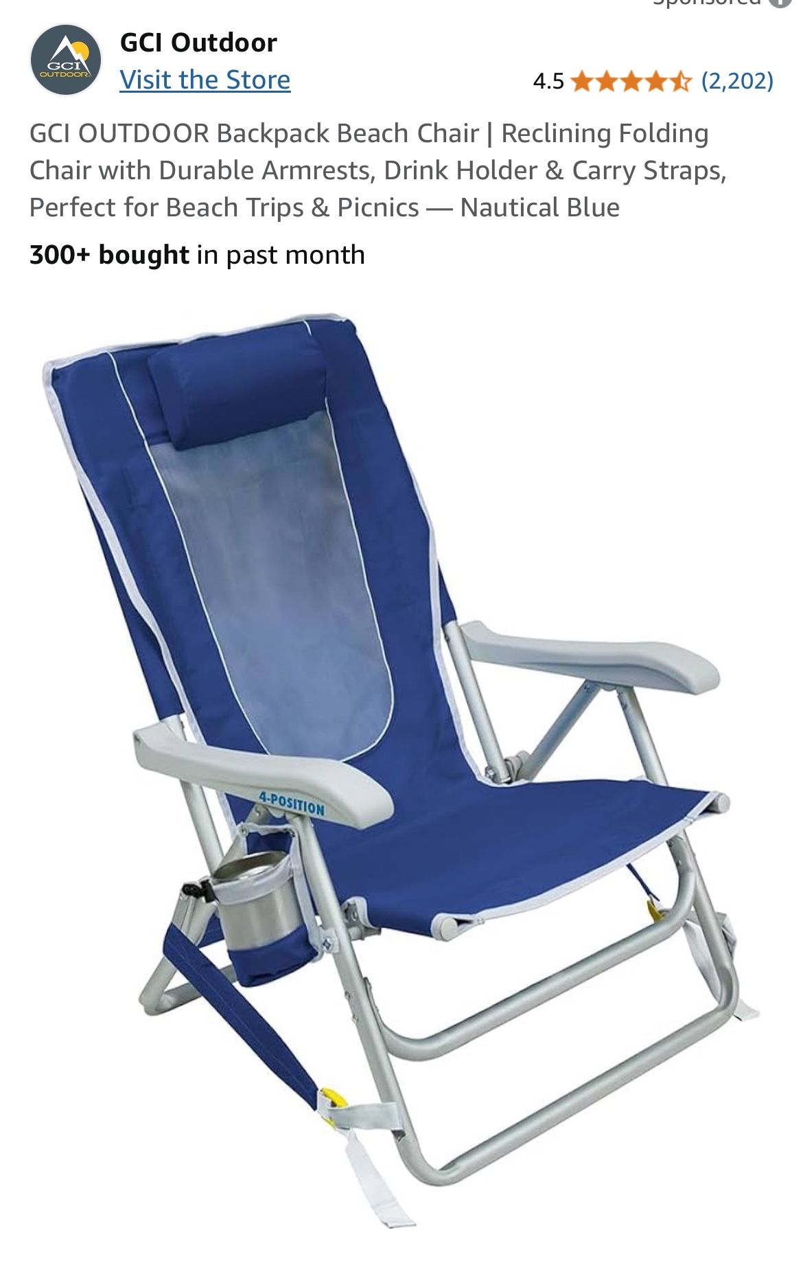 (2) GCI backpack beach chairs