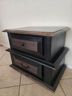 Black and Brown Wood Nightstand