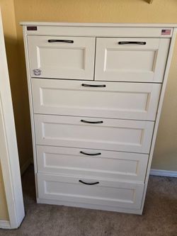 White Dresser,Desk,and Bookshelf