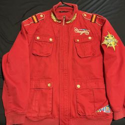 Vintage Coogi Jacket Men 3XL Red Military Officer Field Utility Coat Quilted