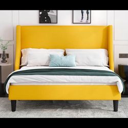 Yellow Queen Bed 