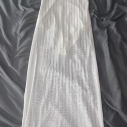 Long White Strapless Dress Bedazzled 