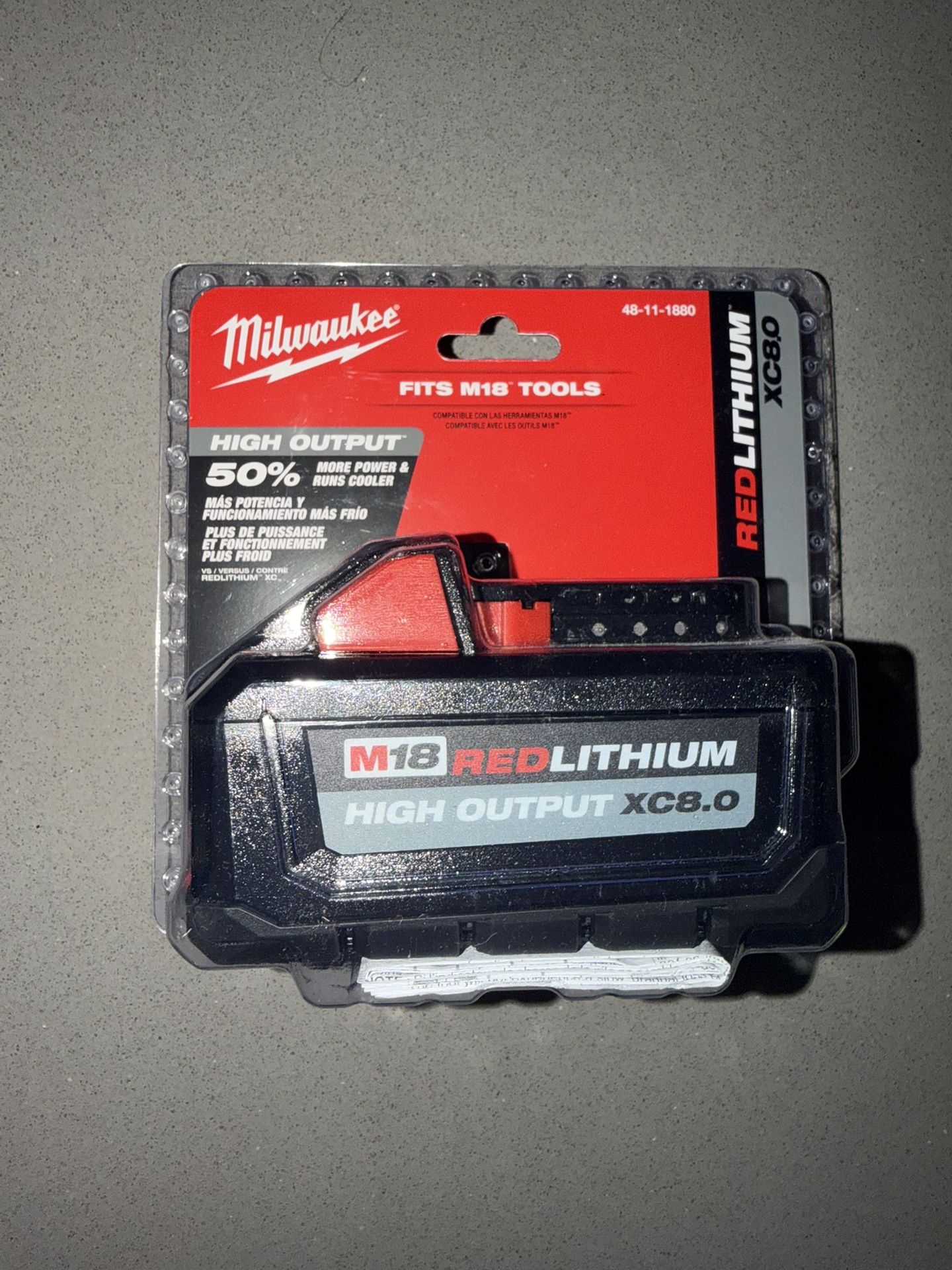 Milwaukee 48-11-1880 M18 REDLITHIUM HIGH OUTPUT XC8.0 BATTERY