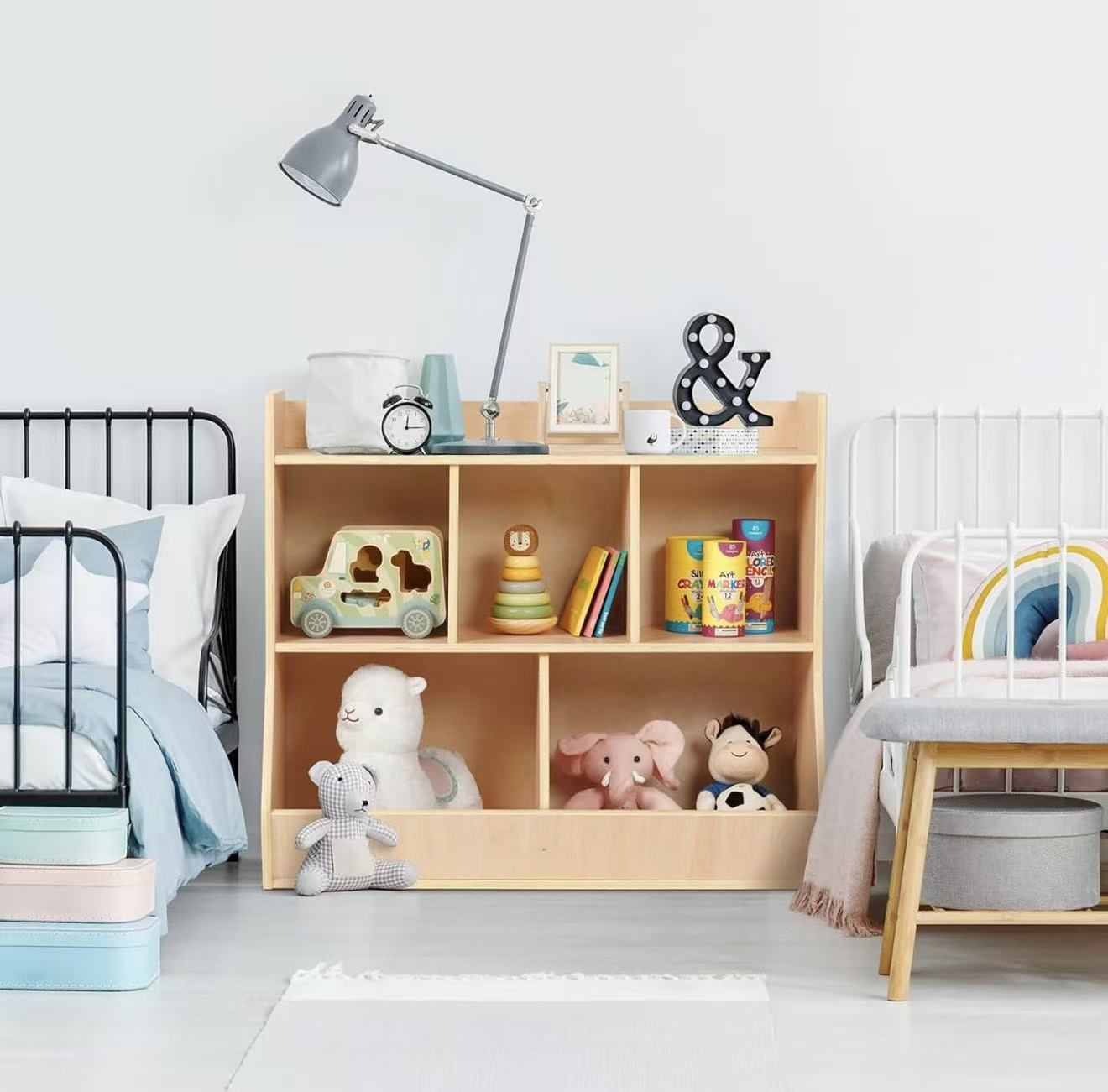 OOOK Montessori Toy Shelf, Toy Storage Shelves, Wooden Storage Cabinet, 5 Cubby $60 