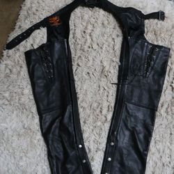 Black Milwaukee Leather Motorcycle Chaps Size S