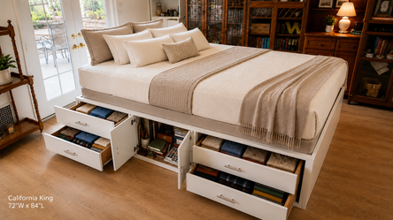 Captain’s Bed (Cali-King) Newly Refurbished with tons of Storage