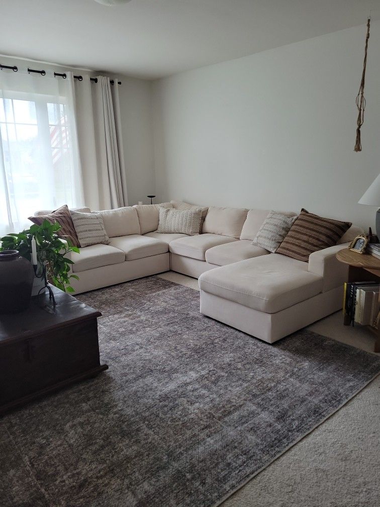 Cream Colored U Shaped Couch