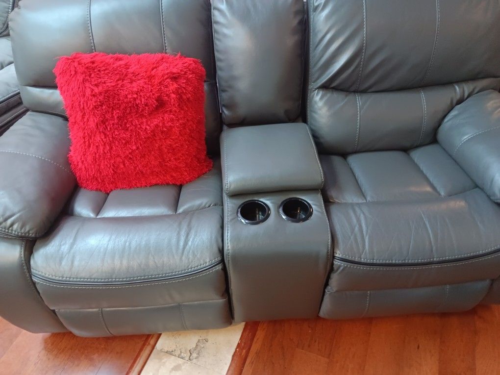 *Weekly Feature!!!*---Sophisticated Madrid Gray Leather Reclining Loveseats---$5 Down Financing/Delivery Available🤭