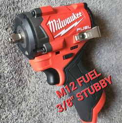 Milwaukee M12 FUEL 12V Brushless Cordless Stubby 3/8 in. Impact Wrench - 550FT LBS Torque (NEW)