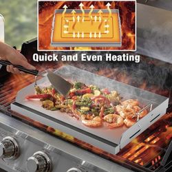Griddle for Gas Grill, Universal Fry Griddle Flat Top Plate, 17" x13” Metal Cooking Griddle Pan