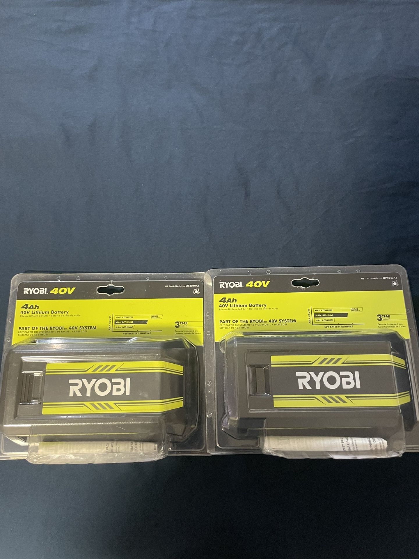 $50-A-PIECE/ $100-4-BOTH RYOBI 4ah 40v BATTERIES
