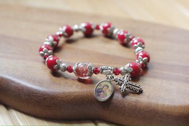 Rosary Bracelet, Glass beads and Silver Plated beads, All sizes