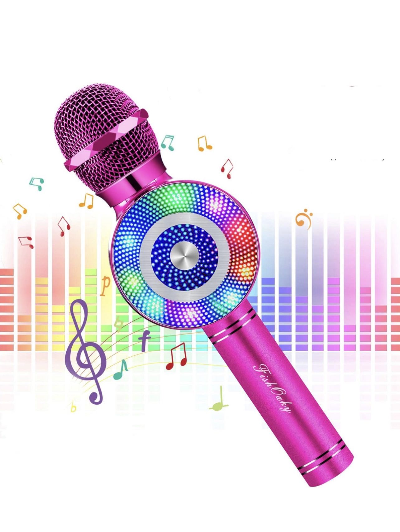 Kids Karaoke Microphone Portable Mic Player Speaker with LED（rose red）