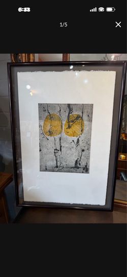 Wood block, signed by the artist listed 28 by 25
