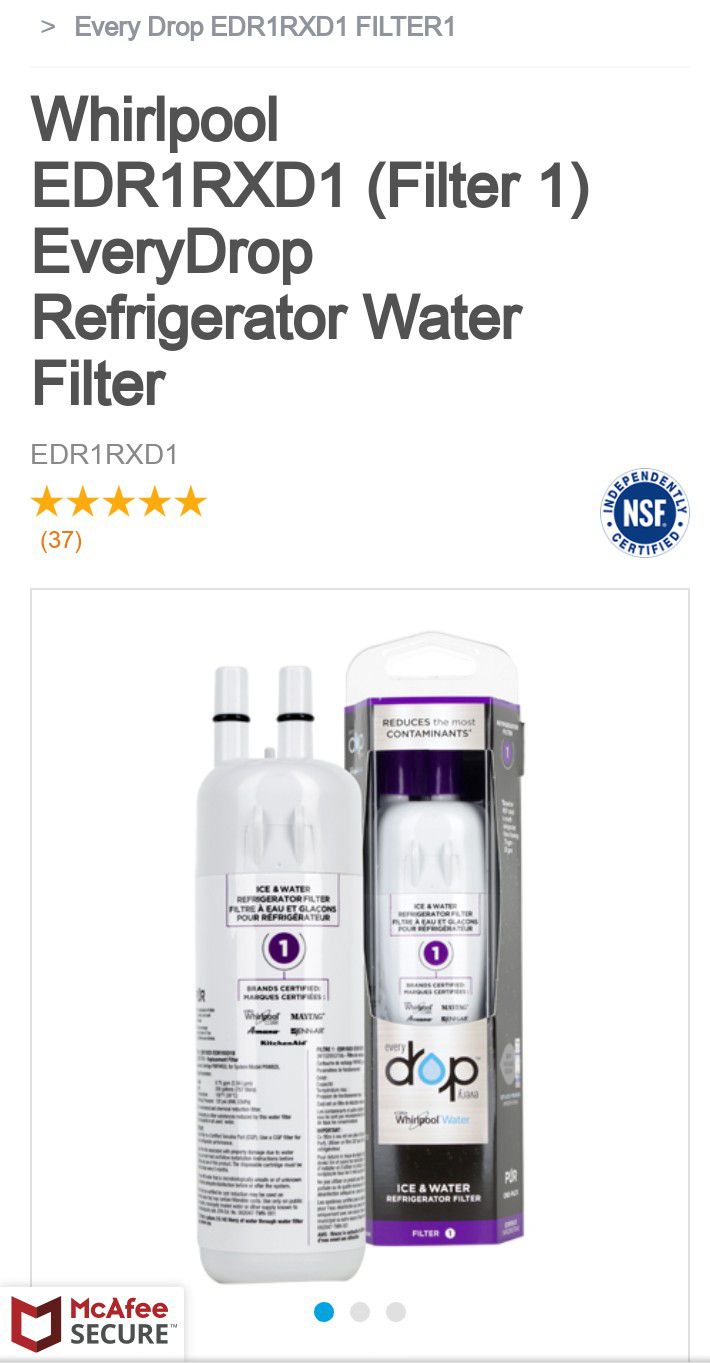 Whirlpool EveryDrop refrigerator water filter EDR1RXD1 (filter 1)