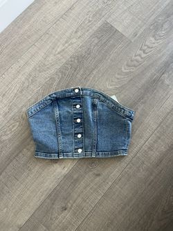 H&M Blue Denim Strapless Top