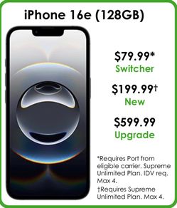 iPhone 16e Port In Special (Cricket Wireless)