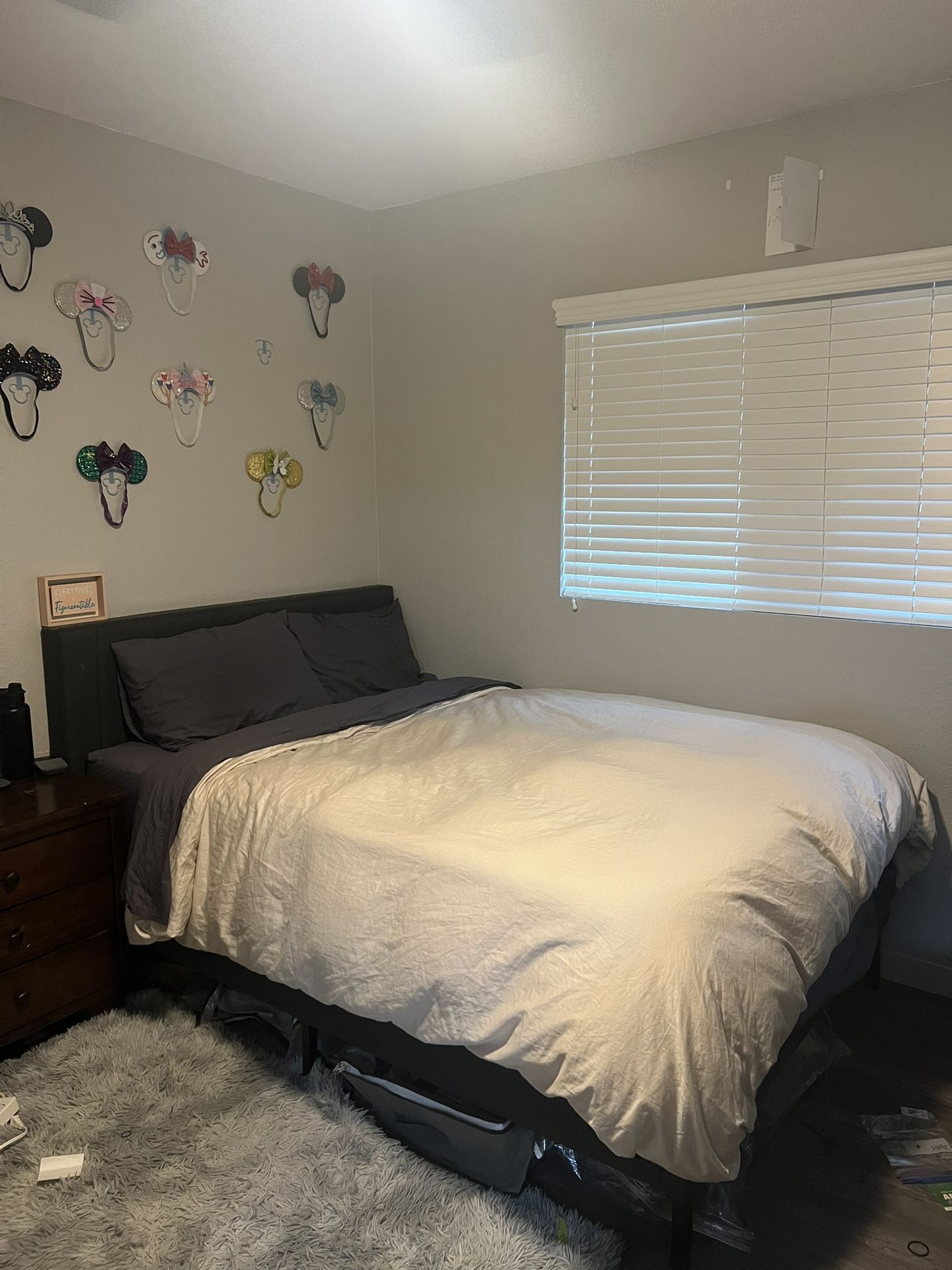 Full size bed frame and mattress