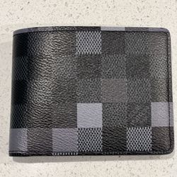 Louis Vuitton men's black grey checker wallet - clothing