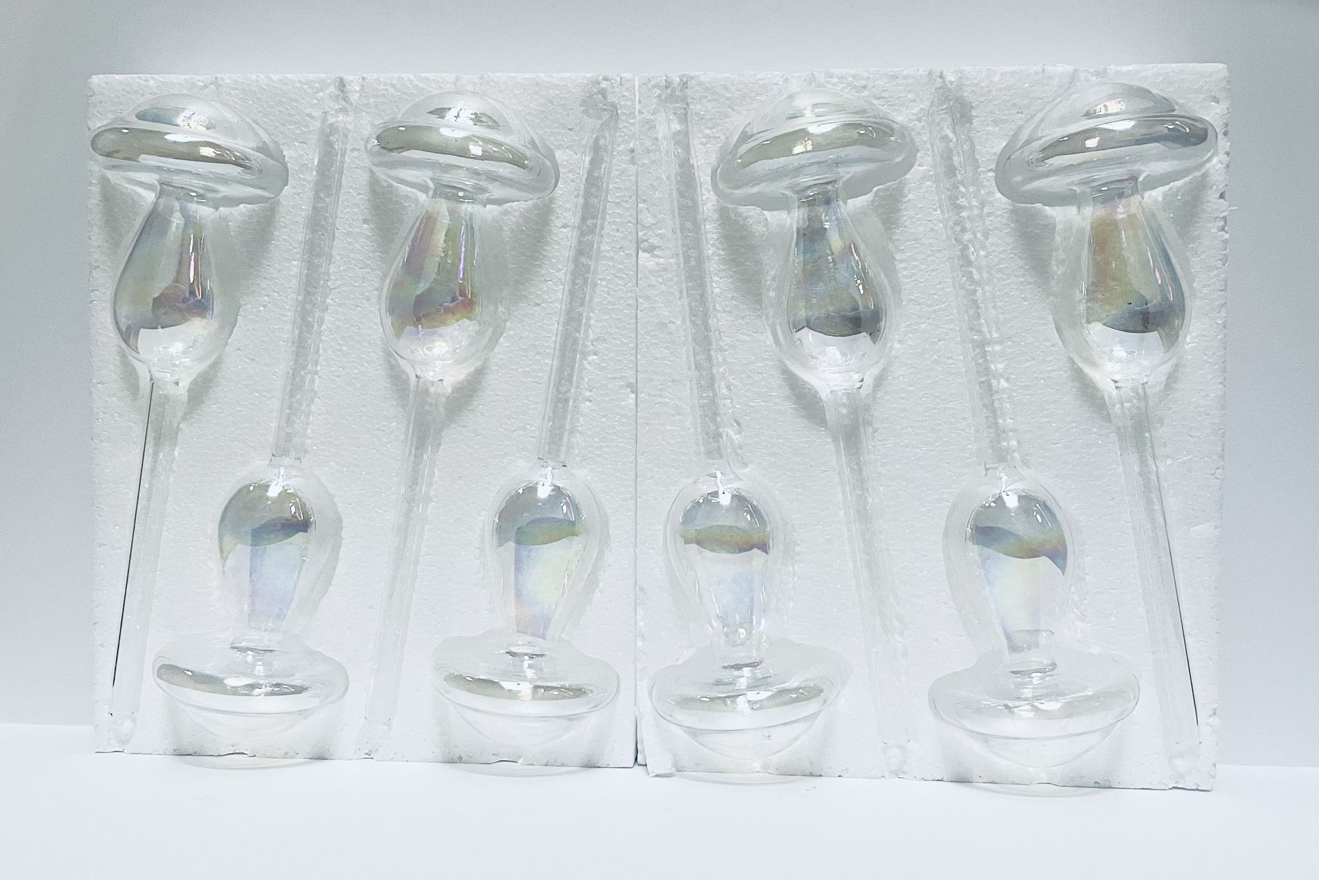 Mushroom Watering Globes, Set Of 4, Glass, NIB