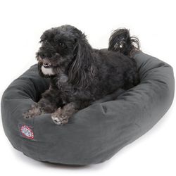 Majestic Pet - Dog bagel bed, gray, 24 inches, velvet