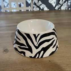 Black & White Zebra Animal Print Pet Food Bowl Dish Cat Or Small Dog