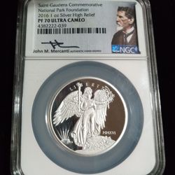 2016 1oz Silver Saint Gaudens Commemorative National Park Foundation - PF 70 Ultra Cameo 