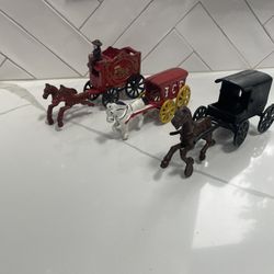 Vintage Metal Collectible Toys Horse And Buggy