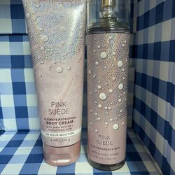 💖NEW!! Bath & Body Works Pink Suede Body Care Set
