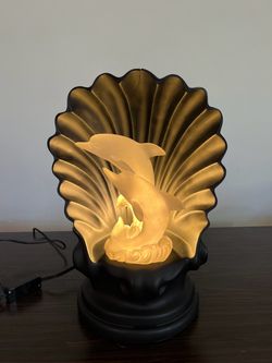 Vintage Art Deco Dolphin Shell Accent Lamp