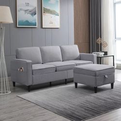 Light Gray Brand New Couch 🛋️ With Ottoman 
