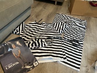 Crook Prisoner Jumpsuit Halloween Costume Inmate Costume w/HANDCUFF
