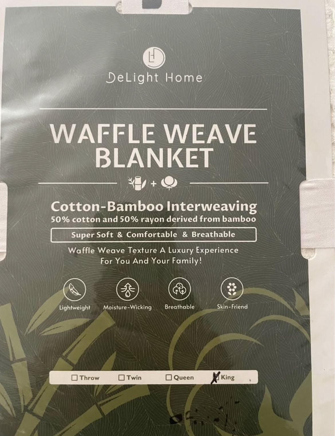 Delight Home color, picnic, beige size, king, waffle, weave blanket, cotton, bamboo, interweaving,