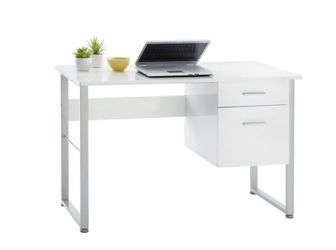 White Office Desk with Two Drawers