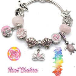 Authentic Pandora Bracelet With Mix Charms ‘Root Chakra To The Sea’
