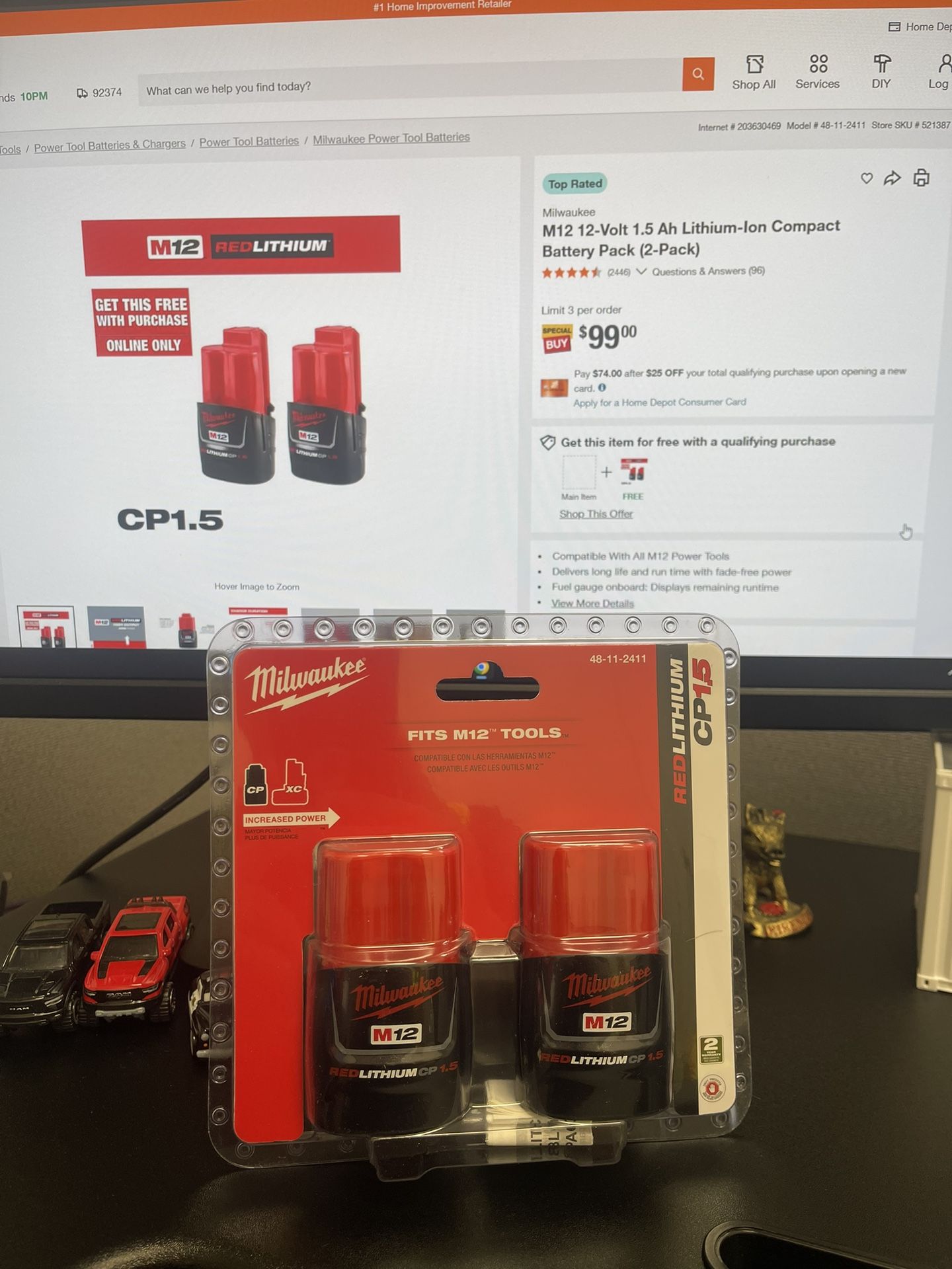Milwaukee M12 Battery Pack 1.5 Ah