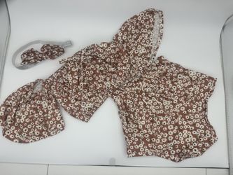 Iris 3 piece off shoulder set with headband (brown) perfect for summer