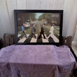 The Beatles Abbey Road 3D Framed Picture. 29 X 21 1/2 inches. Really Nice 3D 