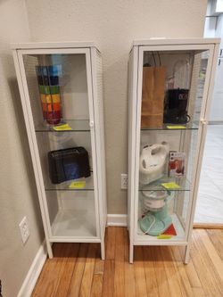 White Metal and Glass Display Cabinets (2 for $30)