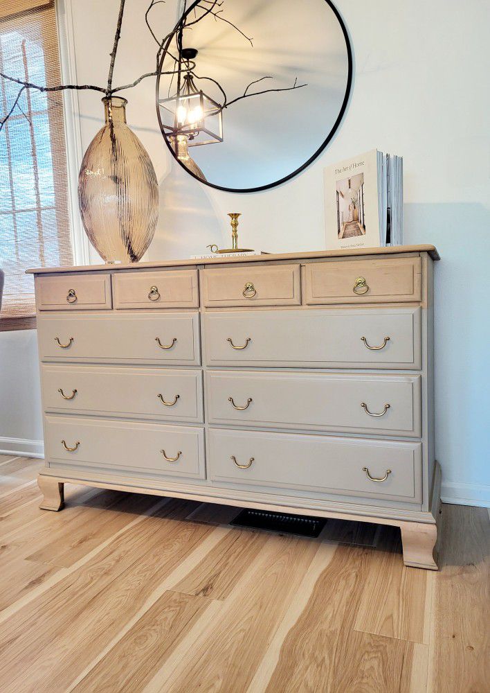 Solid Maple Wood and Taupe Dresser