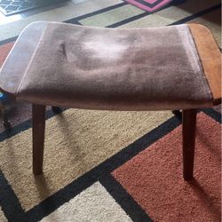 21”x14”x13” Teakwood Cushion Covered Stool 