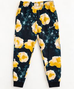 Nike Women’s Floral Fleece Jogger Sweatpants Size S Black Yellow Teal