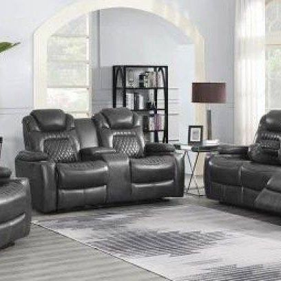Brand New Charcoal Power Reclining Sofa and Love Seat Set