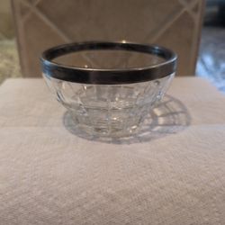 Vintage LEONARD Lead Crystal with Silverplated Trim Candy Dish ITALY 24