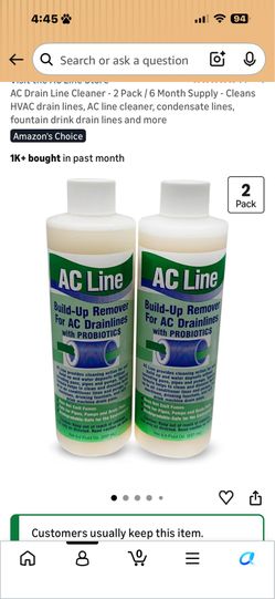 NEW! C Drain Line Cleaner - 2 Pack / 6 Month Supply - Cleans HVAC drain lines, AC line cleaner